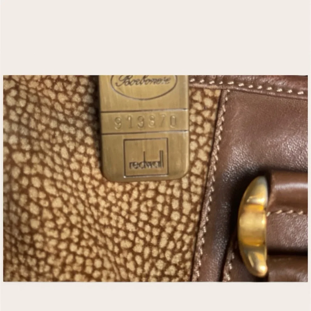 BORBONESE By Redwall Vintage Quail Pattern Textured Suede Brown Handbag
